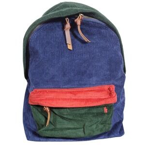 Polo Ralph Lauren Corduroy Colorblock Backpack Blue Red Green Laptop Travel Bag